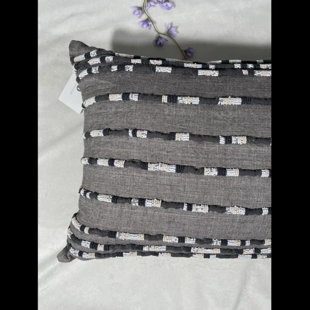 NWT Hotel Collection Linen‎ Decorative Pillow Grey